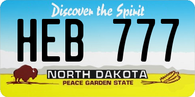 ND license plate HEB777