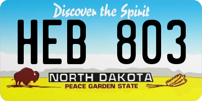 ND license plate HEB803