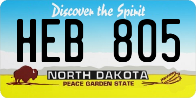 ND license plate HEB805