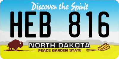 ND license plate HEB816