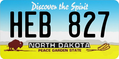 ND license plate HEB827