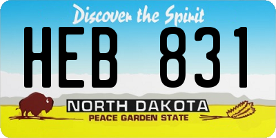 ND license plate HEB831