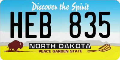 ND license plate HEB835