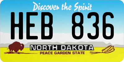 ND license plate HEB836