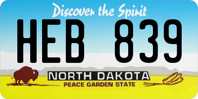 ND license plate HEB839