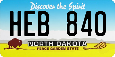 ND license plate HEB840