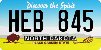 ND license plate HEB845