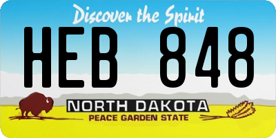 ND license plate HEB848