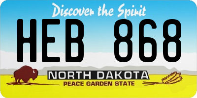 ND license plate HEB868