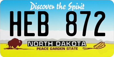 ND license plate HEB872