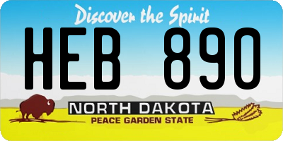 ND license plate HEB890