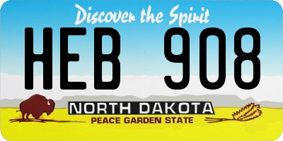 ND license plate HEB908