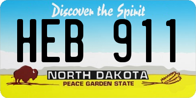 ND license plate HEB911