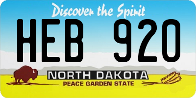 ND license plate HEB920