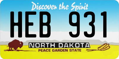 ND license plate HEB931