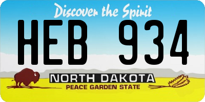 ND license plate HEB934