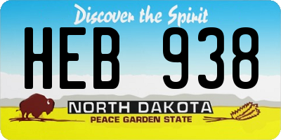 ND license plate HEB938