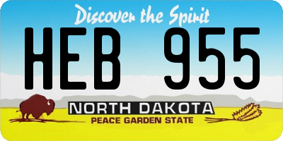 ND license plate HEB955