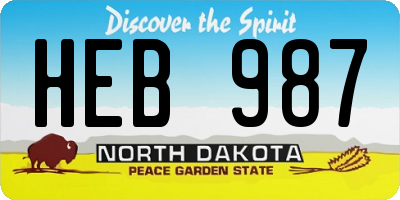 ND license plate HEB987