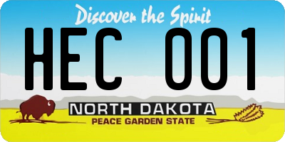 ND license plate HEC001