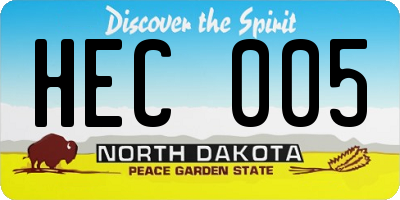ND license plate HEC005