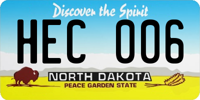 ND license plate HEC006