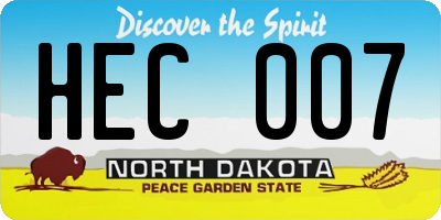 ND license plate HEC007