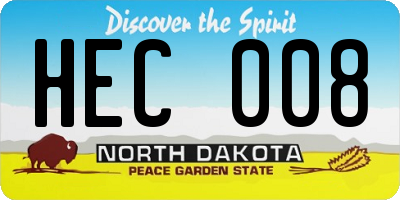 ND license plate HEC008