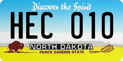 ND license plate HEC010