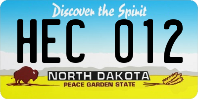 ND license plate HEC012