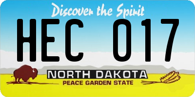 ND license plate HEC017