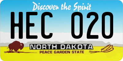 ND license plate HEC020