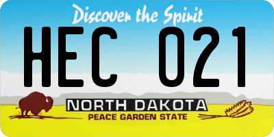 ND license plate HEC021