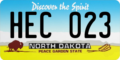 ND license plate HEC023
