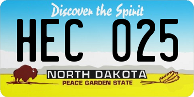 ND license plate HEC025