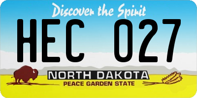 ND license plate HEC027