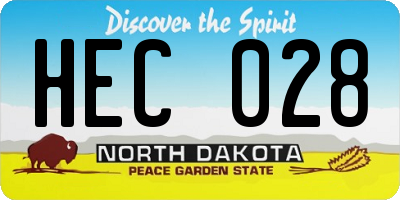 ND license plate HEC028
