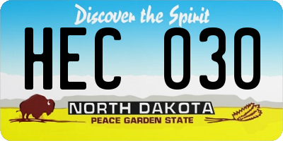 ND license plate HEC030