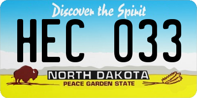 ND license plate HEC033