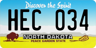 ND license plate HEC034