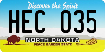ND license plate HEC035
