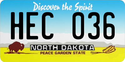 ND license plate HEC036