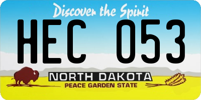 ND license plate HEC053