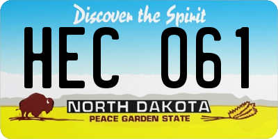 ND license plate HEC061