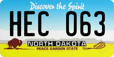 ND license plate HEC063