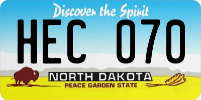 ND license plate HEC070