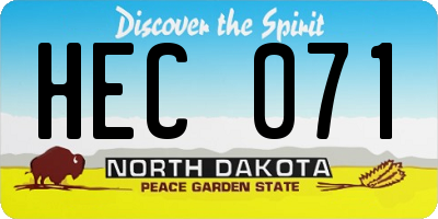 ND license plate HEC071