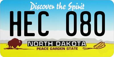 ND license plate HEC080