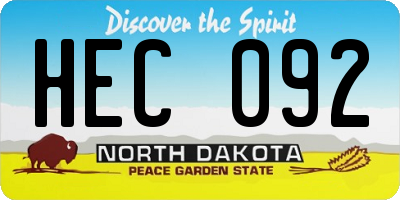 ND license plate HEC092