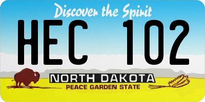 ND license plate HEC102